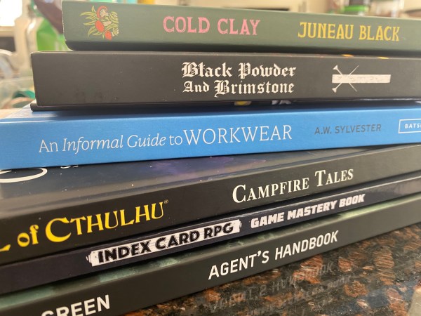 Several books stacked on top of each other.